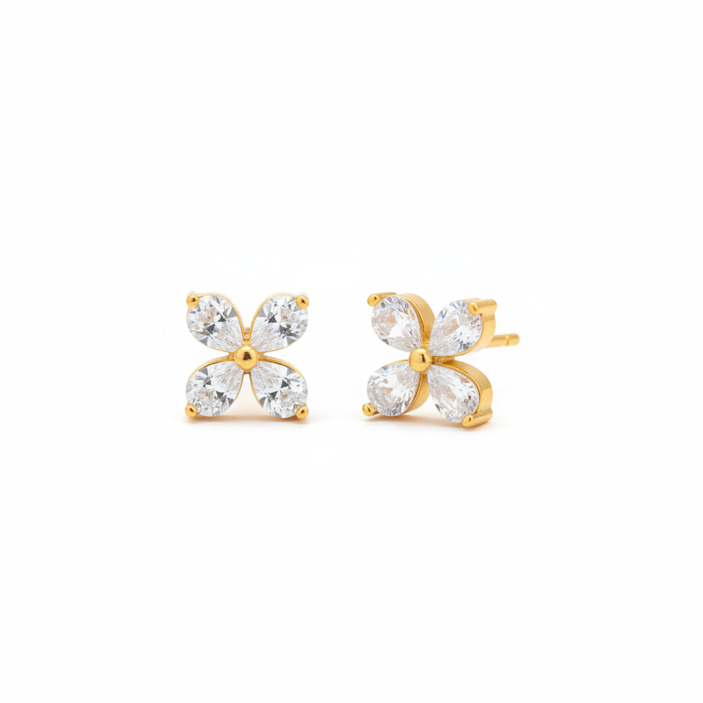 Crystal Flower Stud Earrings