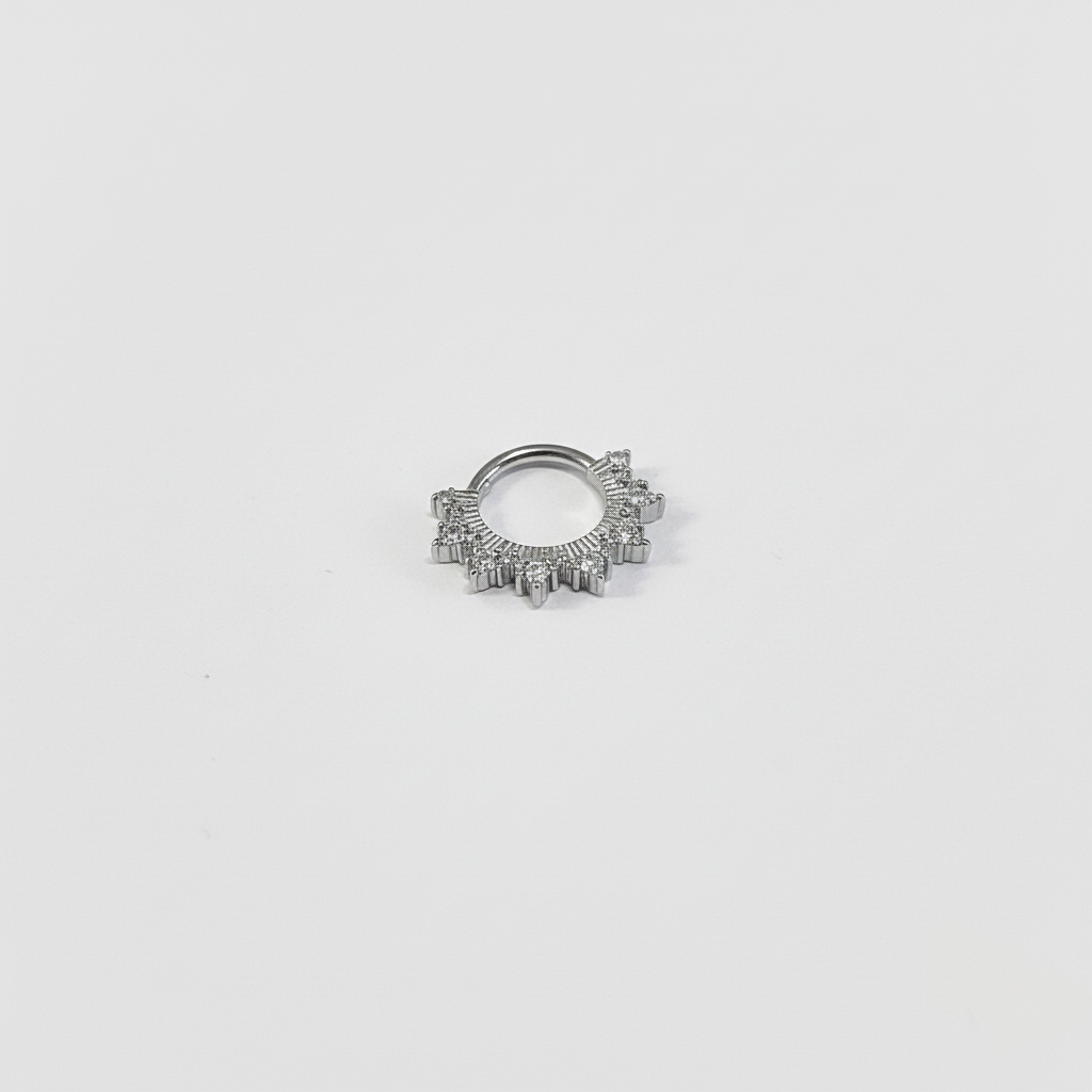 Crystal Crown Septum Ring – 18k white gold plated