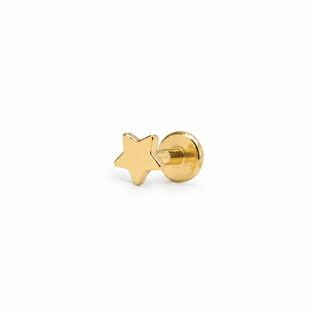 Gold-tone star flat-back stud