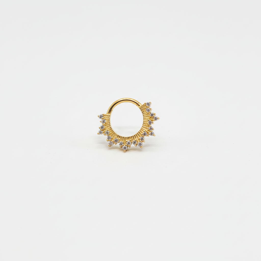 Crystal Crown Septum Ring – 18K Gold Plated