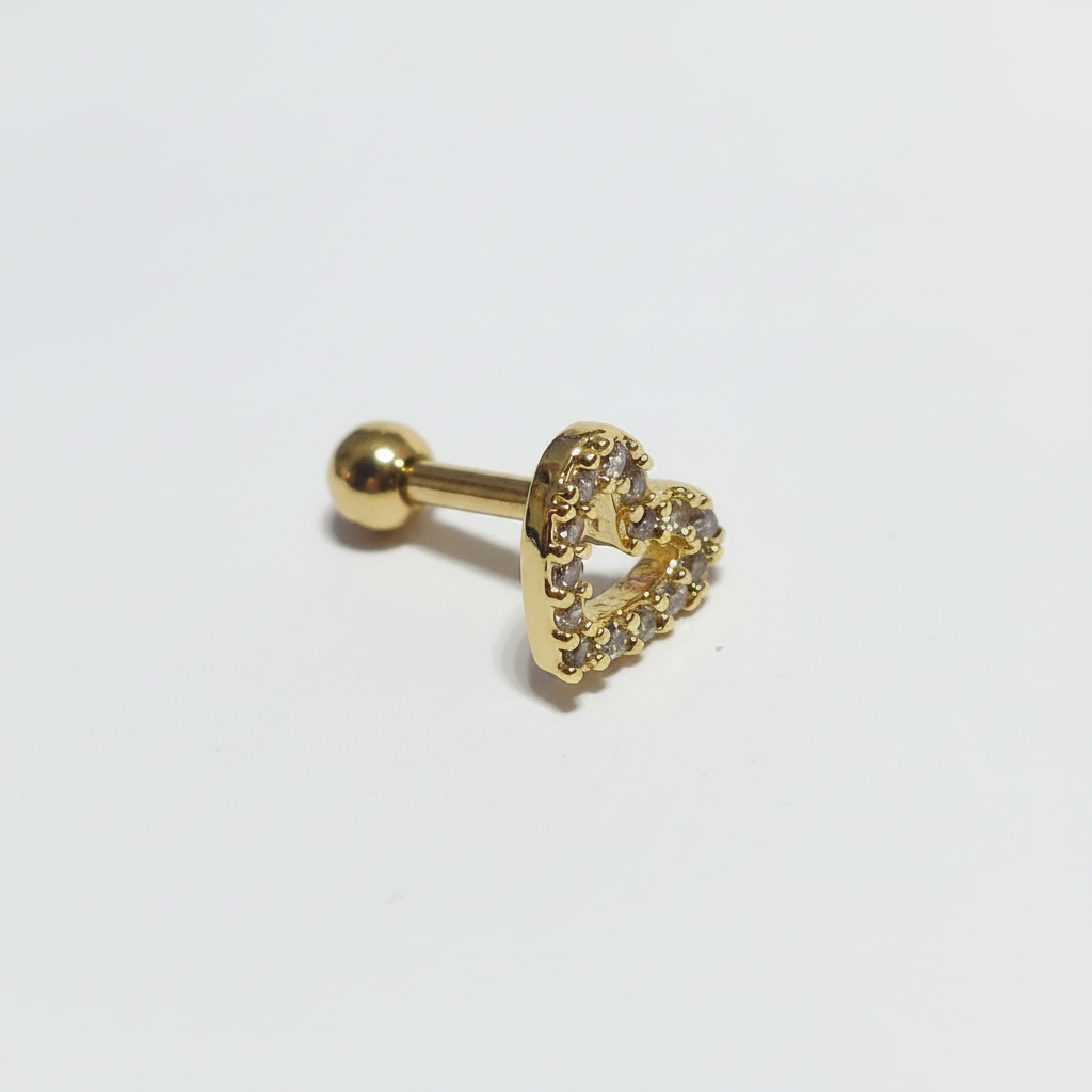 Heart Cartilage Earring - White Background