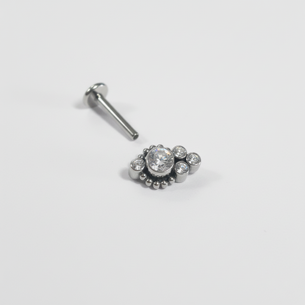Floral Beaded Crystal Labret