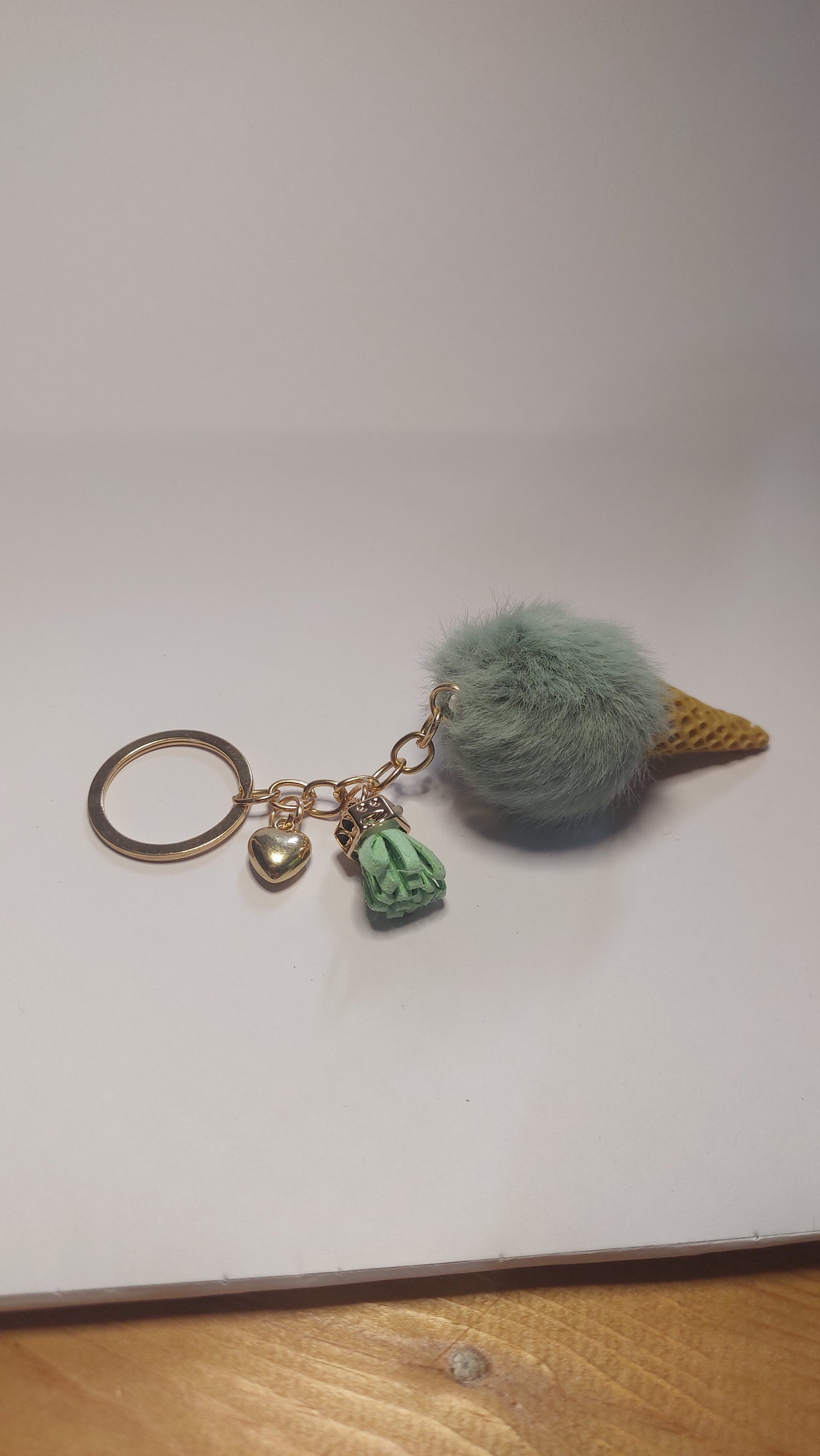 Ice Cream Pom-Pom Keyring