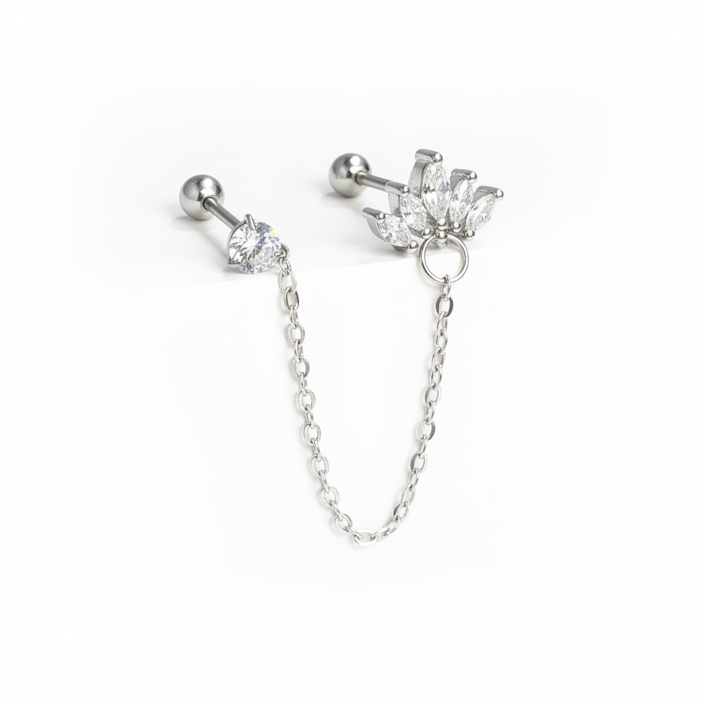 Silver Cartilage Chain Earring