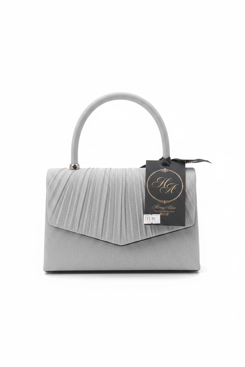 Silver Pleated Bag Front
