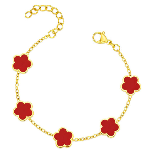 18K Gold Plated Clover Charm Bracelet