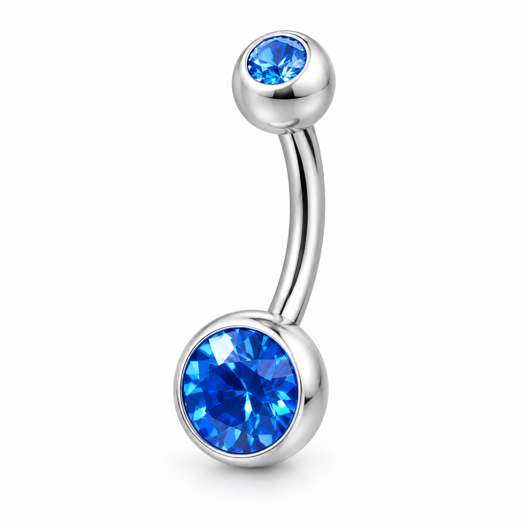Blue Crystal Belly Bar