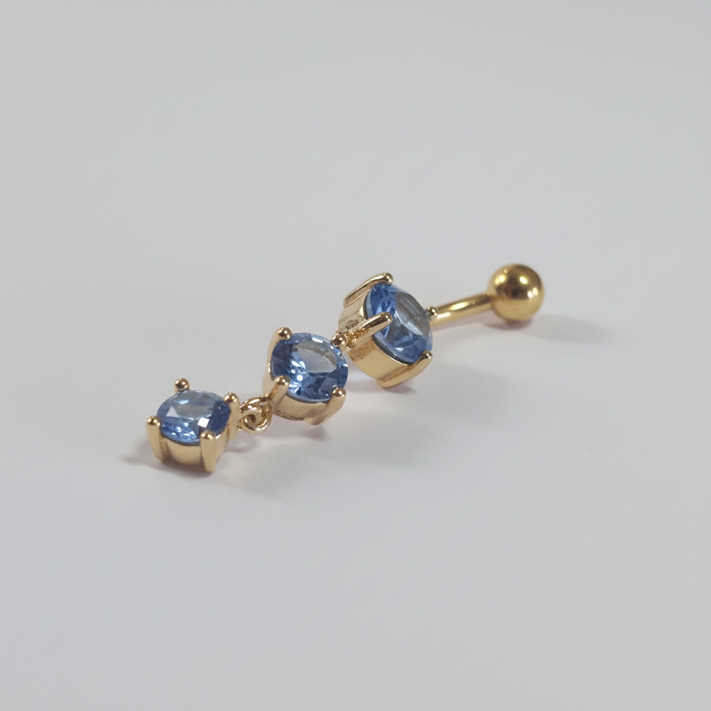 Blue Crystal Cascade Belly Bar - Angle 2