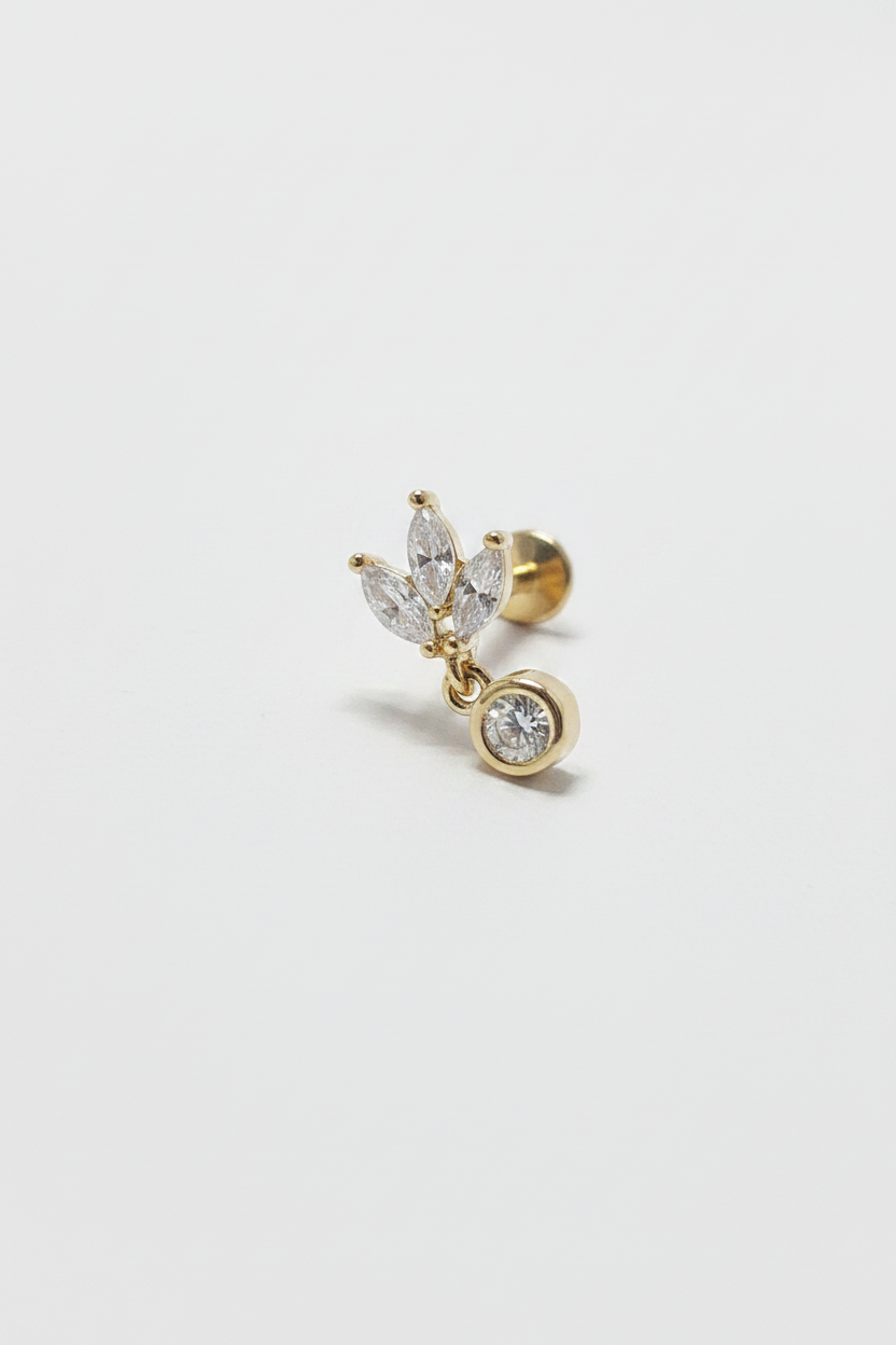 Crystal Crown Drop Cartilage Earring
