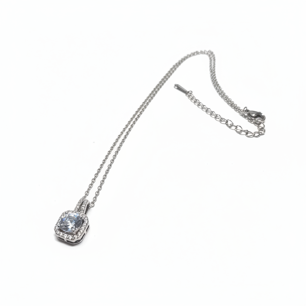 Cushion Crystal Halo Necklace