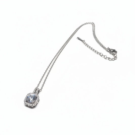 Cushion Crystal Halo Necklace