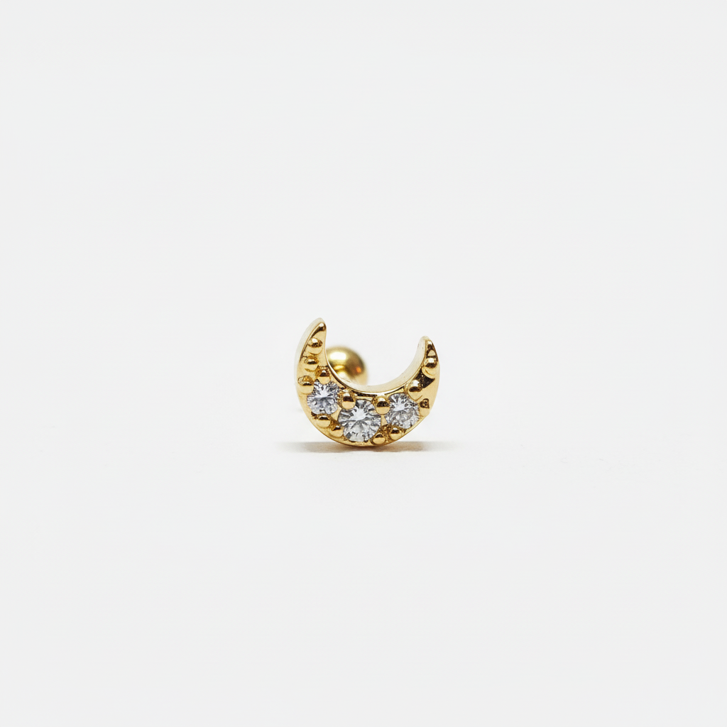 CZ Crescent Moon Stud