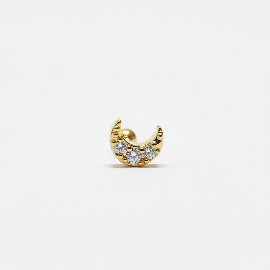 CZ Crescent Moon Stud