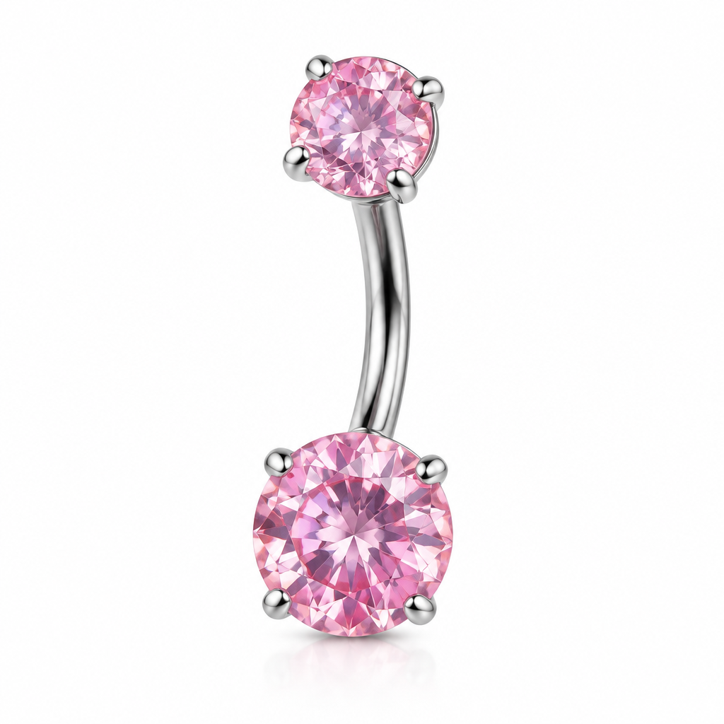 Double Crystal Belly Bar