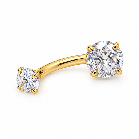 Gold Clear Crystal Belly Bar