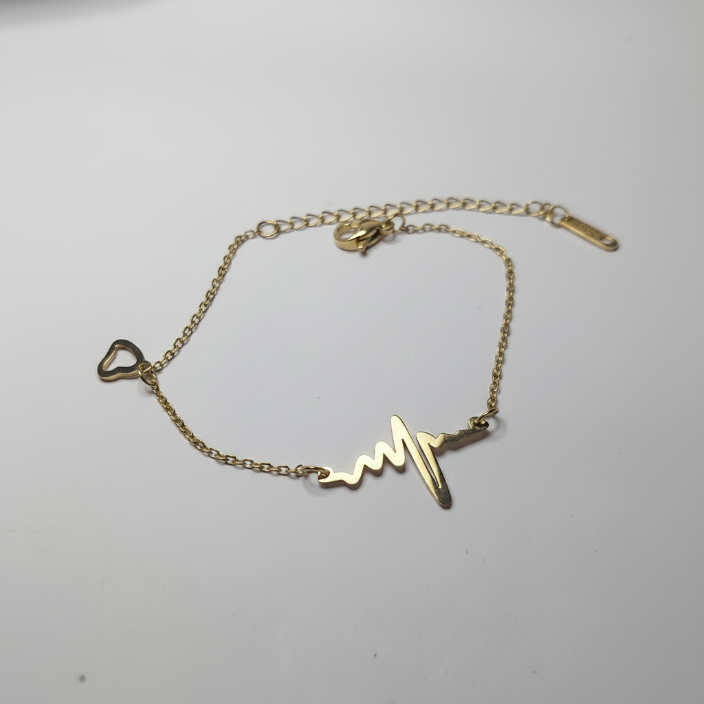 Gold Heartbeat Bracelet - White Background