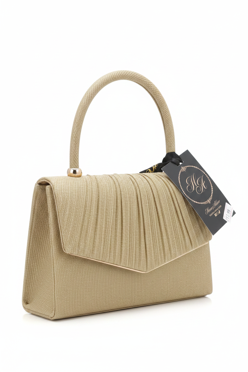Gold Pleated Bag Angle