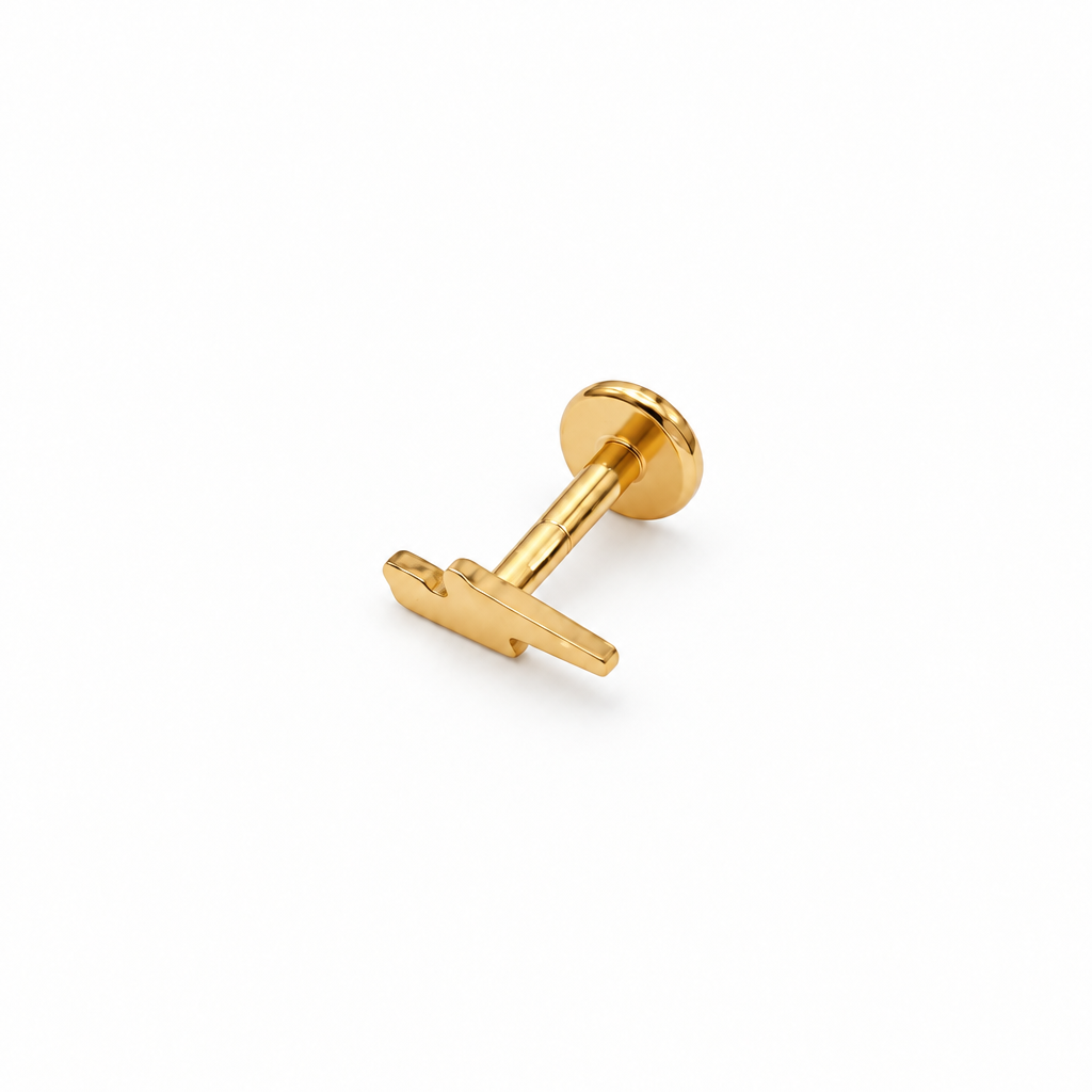 Gold-tone lightning flat-back stud