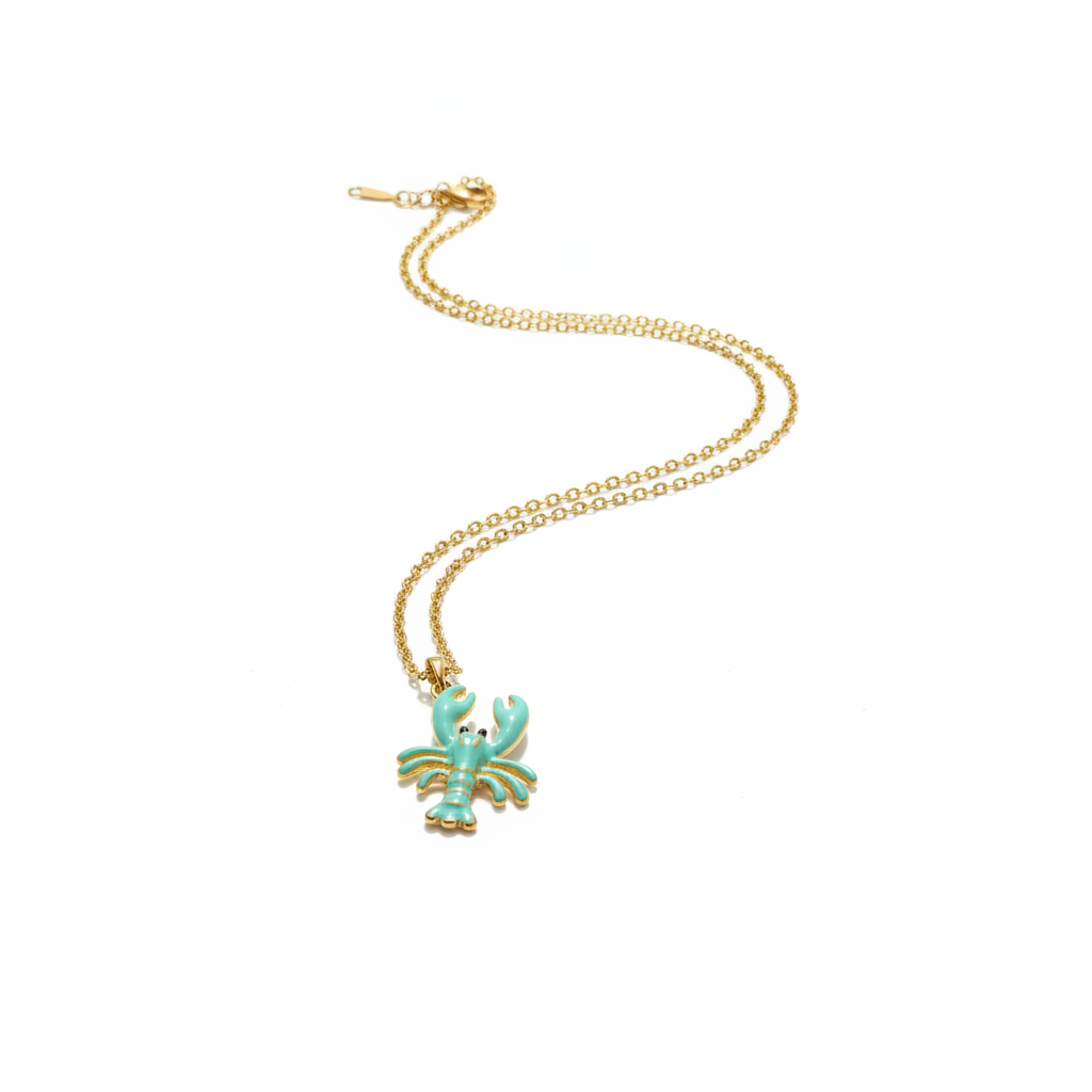 Gold Turquoise Lobster Pendant Necklace