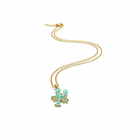 Gold Turquoise Lobster Pendant Necklace