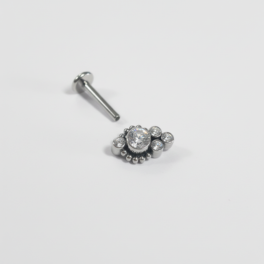 Floral Beaded Crystal Labret