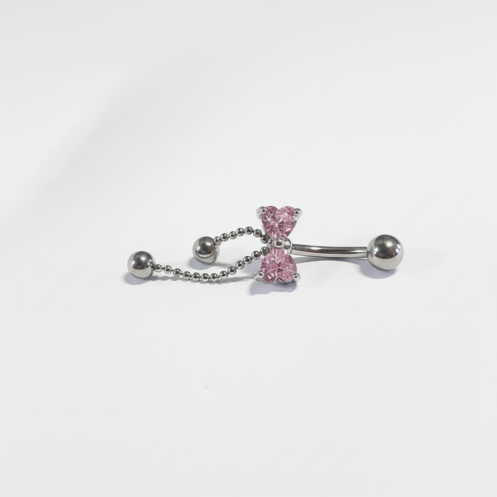 Pink Crystal Bow Belly Bar