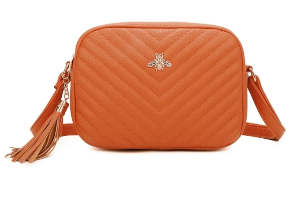 Bee Chevron Quilted Crossbody Bag