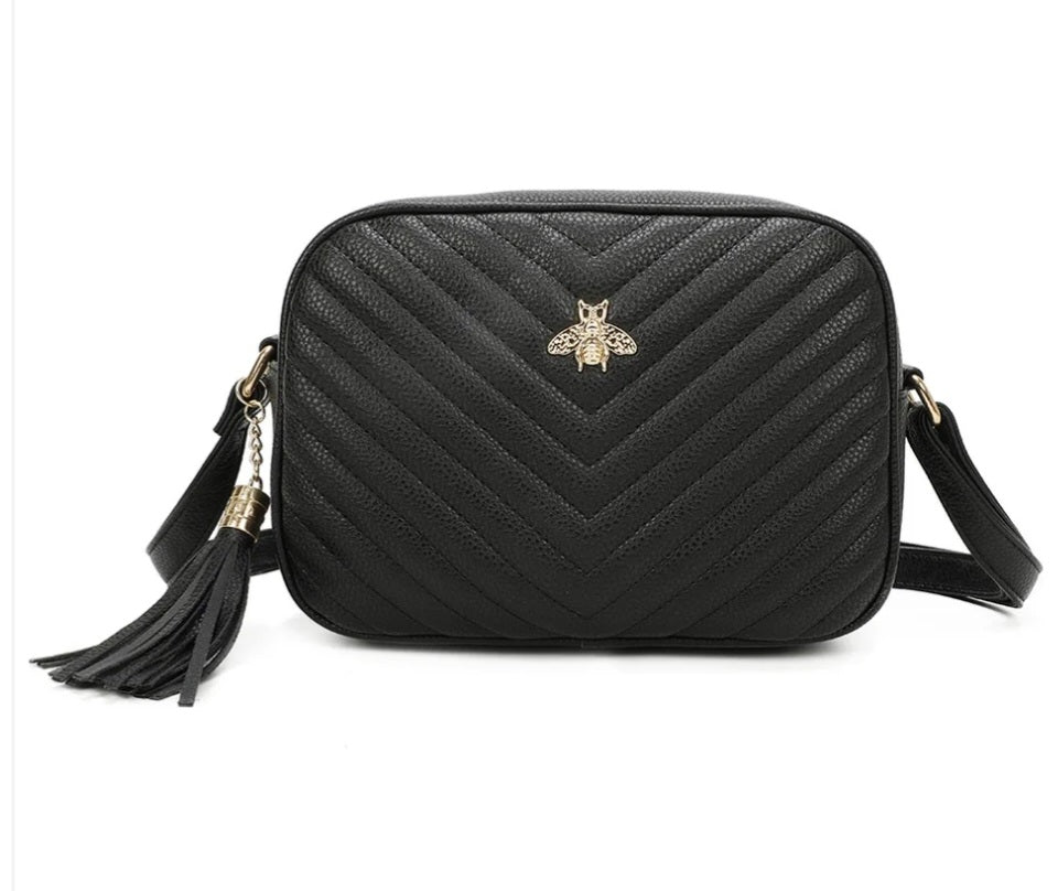 Bee Chevron Quilted Crossbody Bag