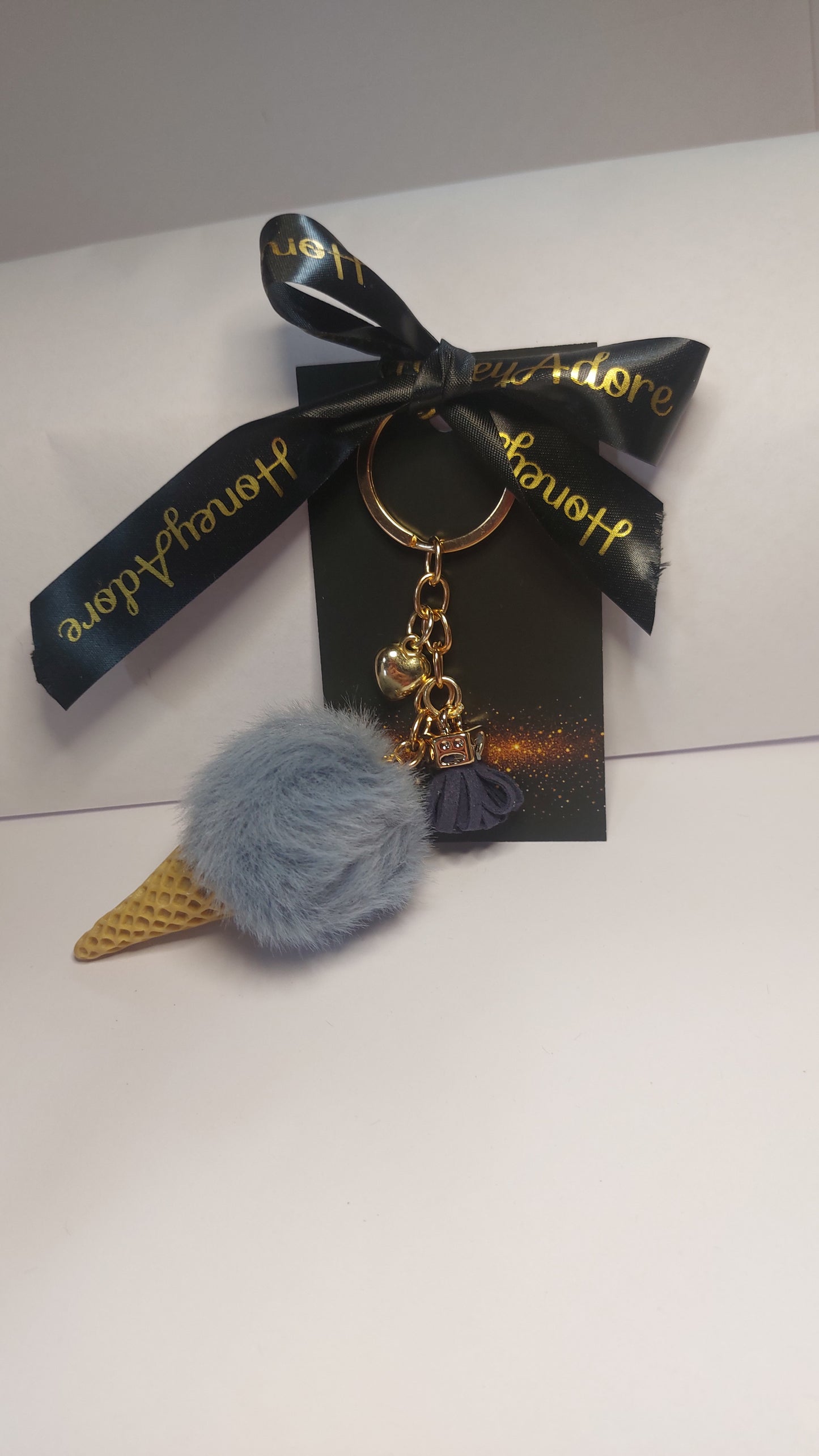 Ice Cream Pom-Pom Keyring