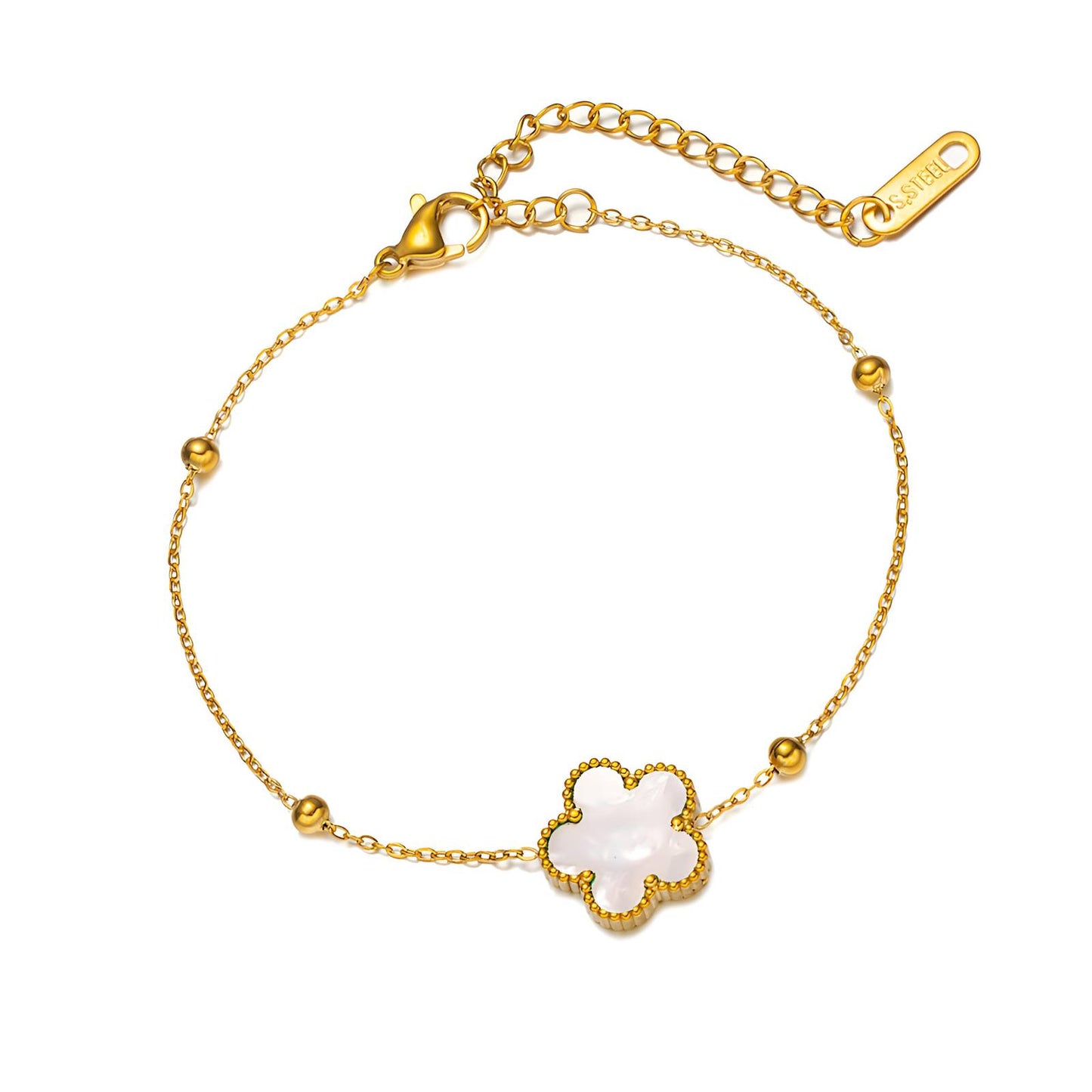 Mother of Pearl Beaded Bracelet - 18K Gold Plated