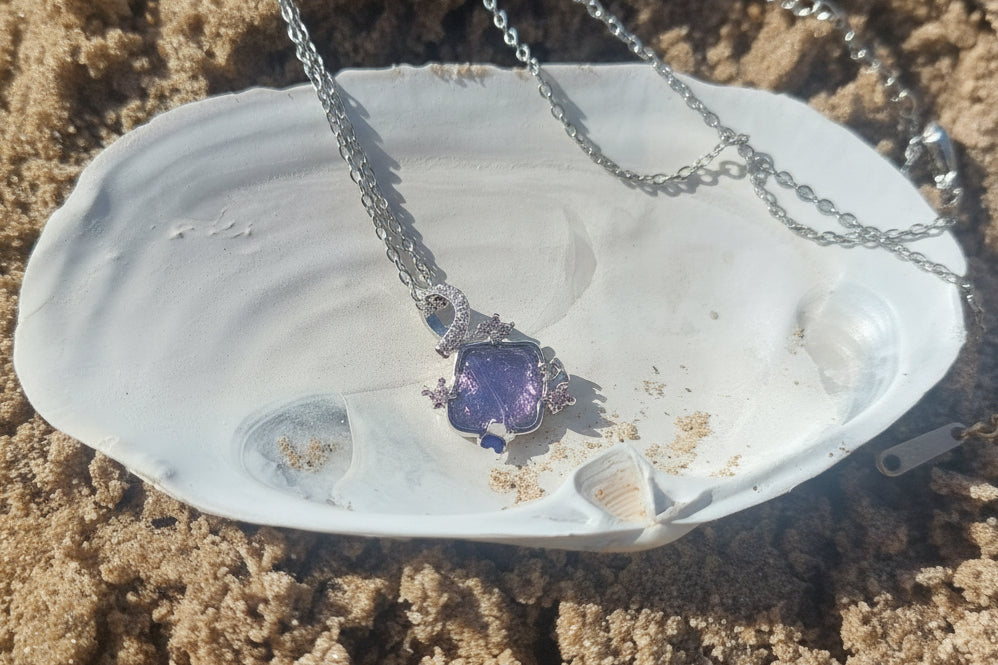 Silver Pink Gemstone Pendant Necklace