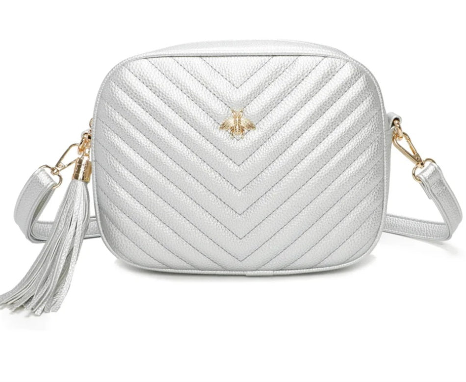 Bee Chevron Quilted Crossbody Bag