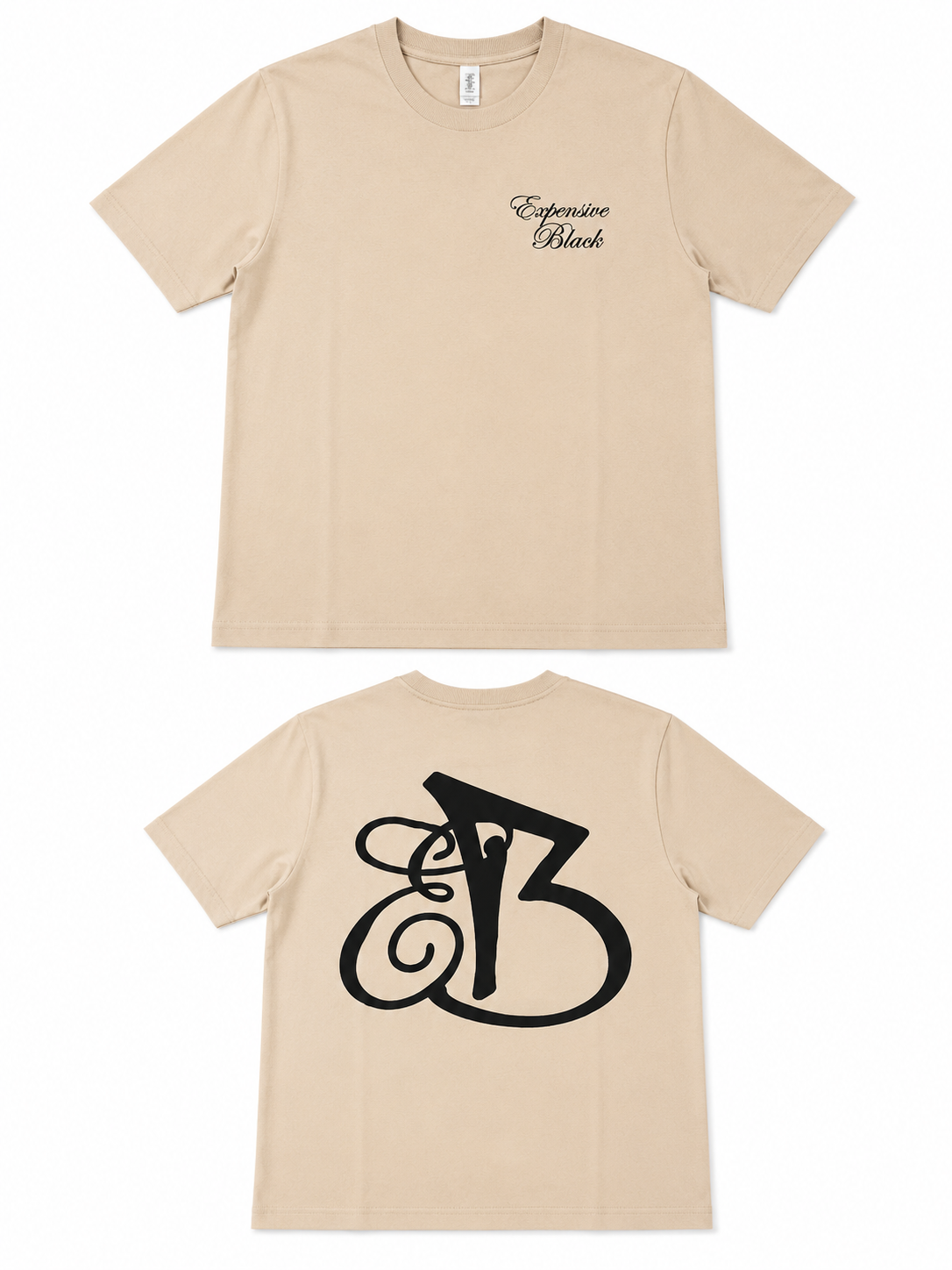 Expensive Black EB Logo T-Shirt – Sand