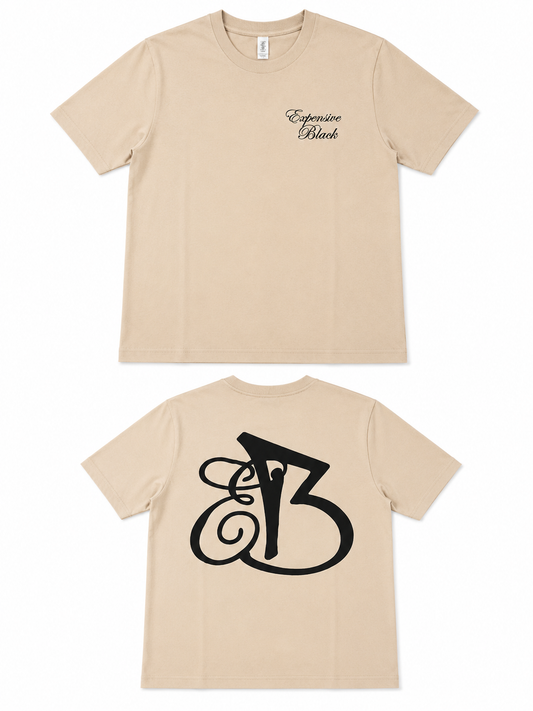 Expensive Black EB Logo T-Shirt – Sand