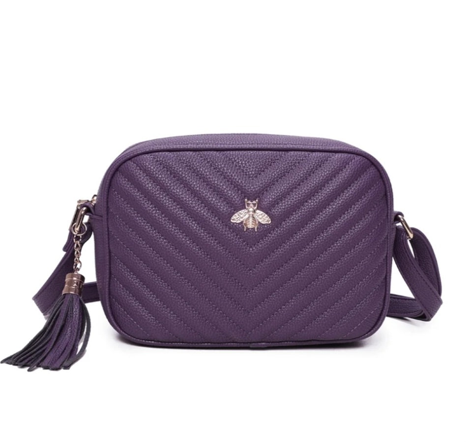 Bee Chevron Quilted Crossbody Bag