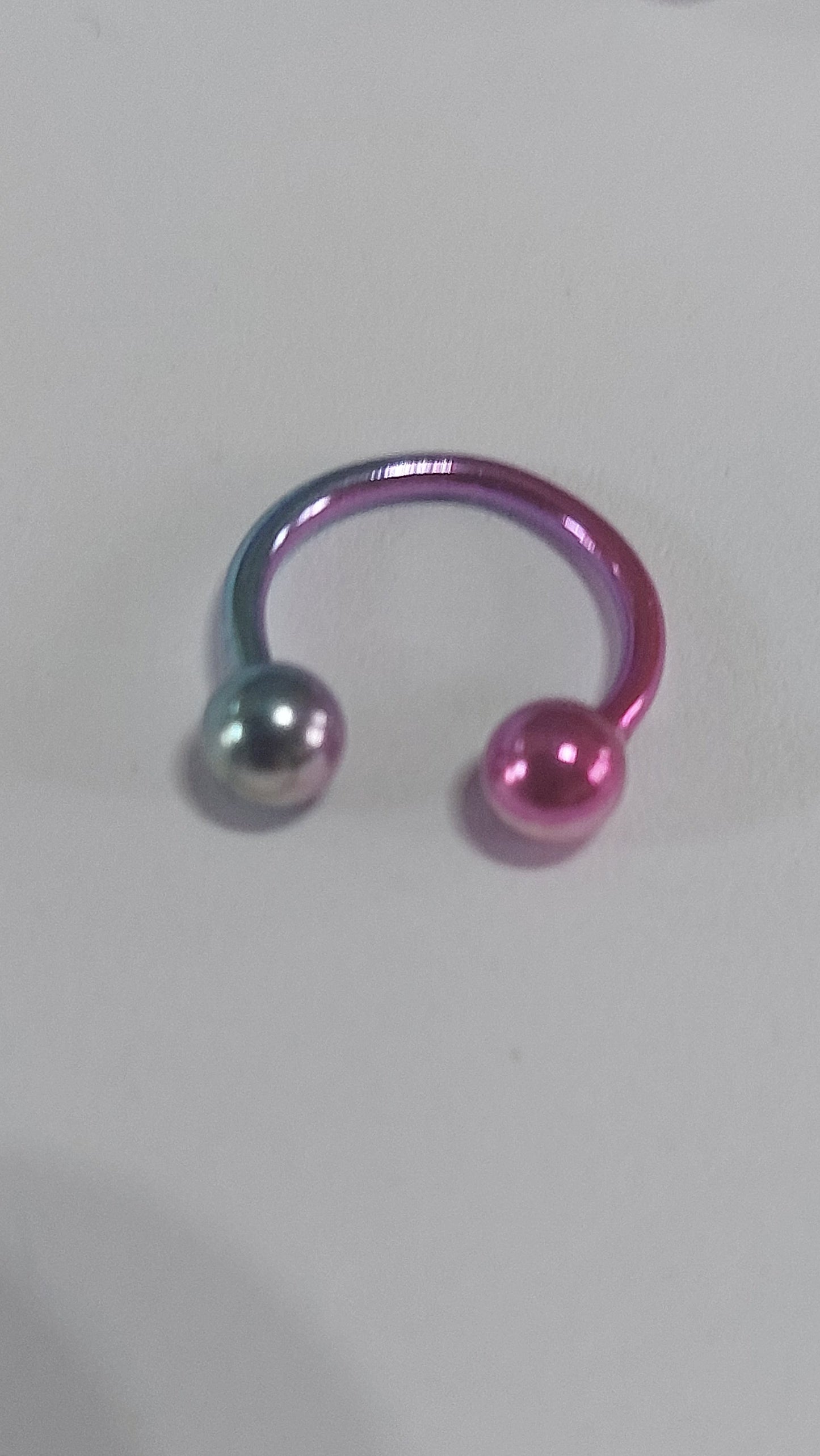 Rainbow Iridescent Horseshoe Circular Barbell 10mm