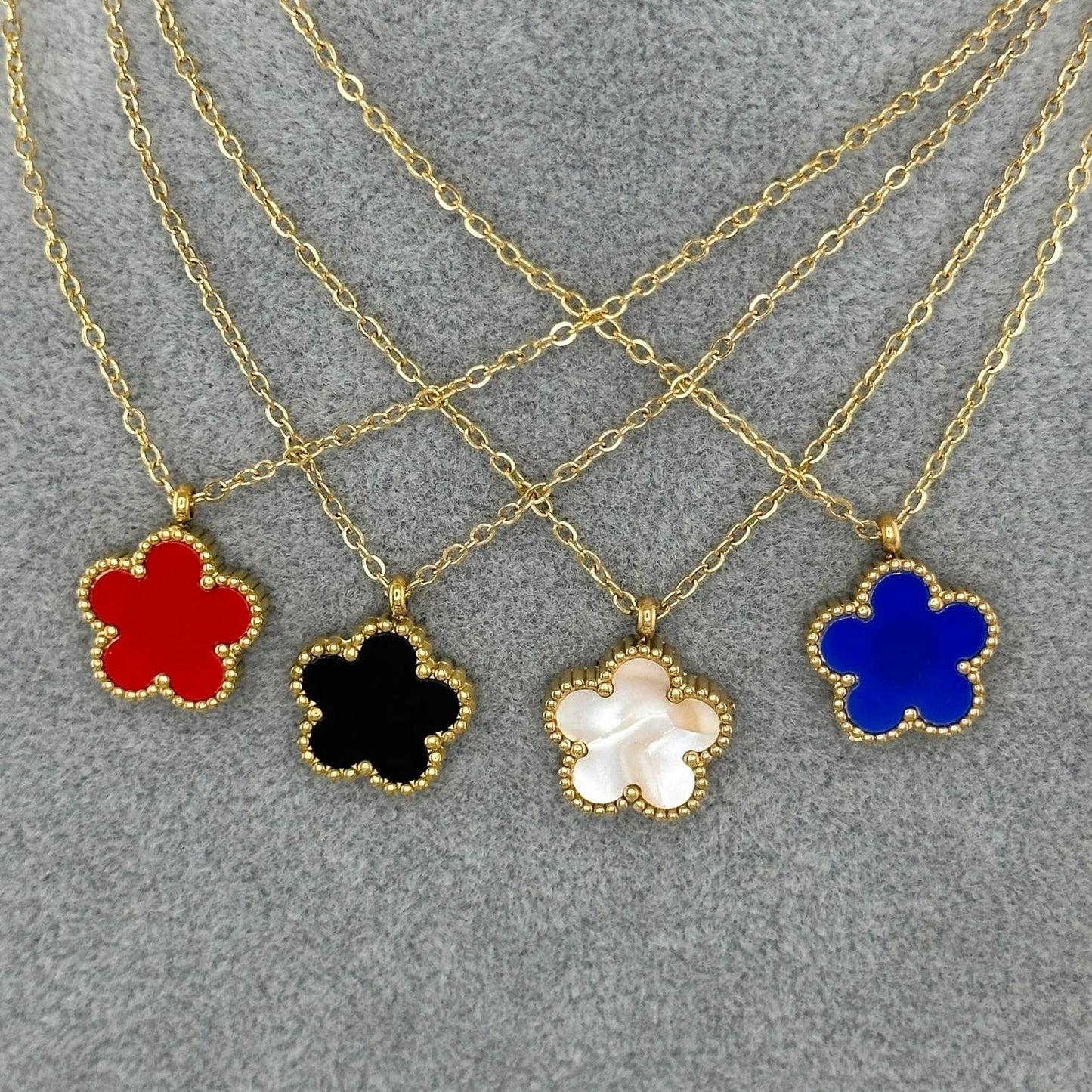 18K Gold Plated Red Enamel Pendant Necklace