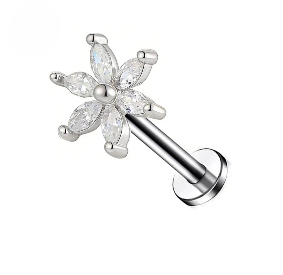 Titanium Flower Labret Stud
