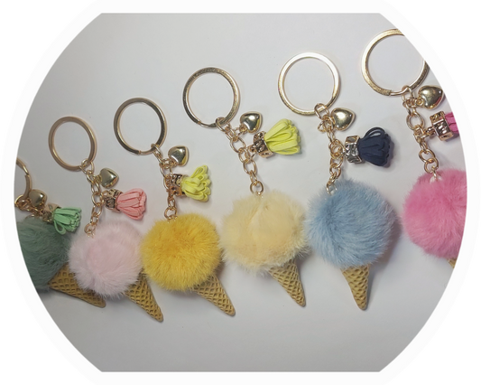 Ice Cream Pom-Pom Keyring