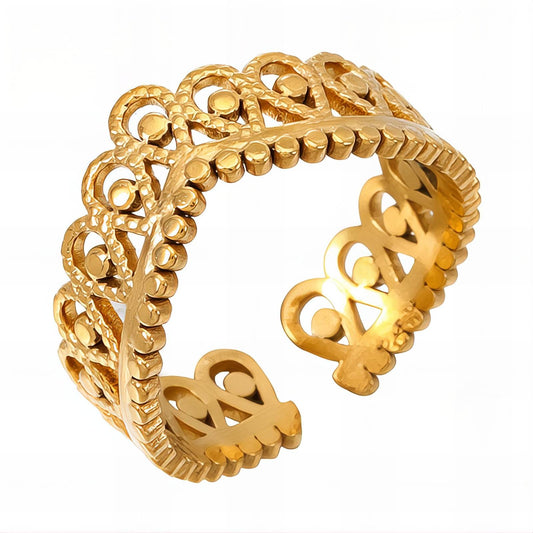 Ornate Filigree Ring - 18K Gold Plated Adjustable