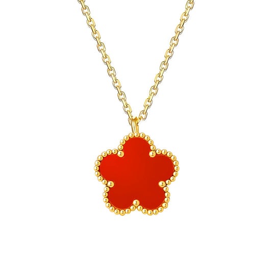 18K Gold Plated Red Enamel Pendant Necklace