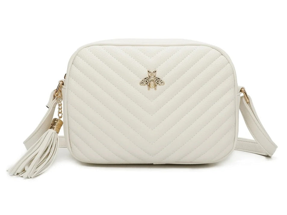 Bee Chevron Quilted Crossbody Bag