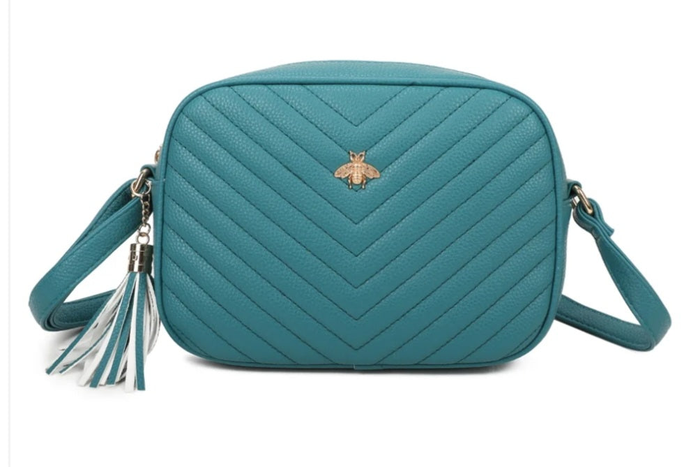 Bee Chevron Quilted Crossbody Bag