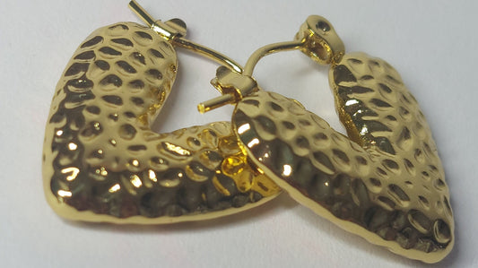 Hammered Heart Hoop Earrings