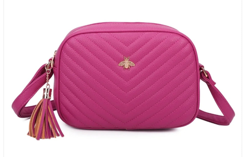 Bee Chevron Quilted Crossbody Bag