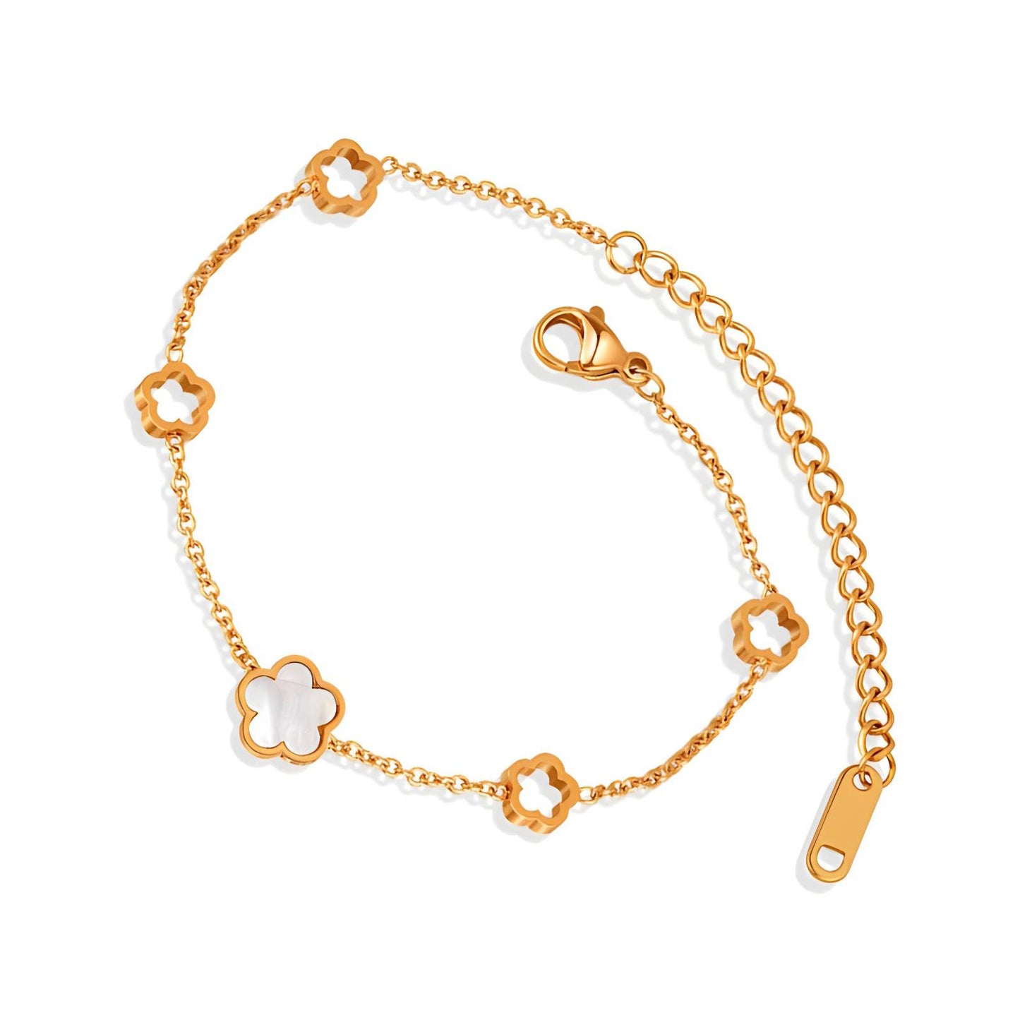 Mother of Pearl Flower Bracelet - 18K Gold Plated
