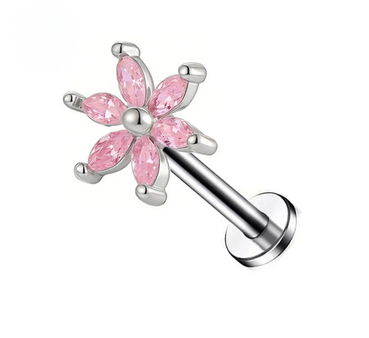Titanium Flower Labret Stud