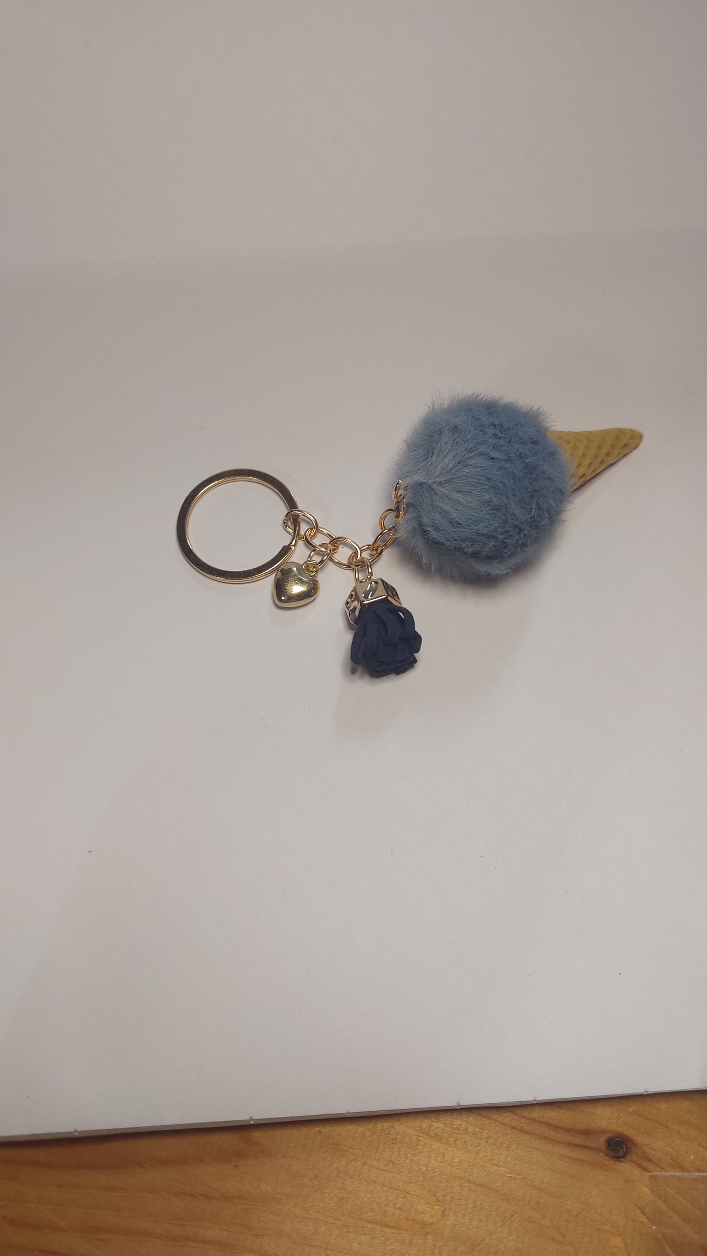 Ice Cream Pom-Pom Keyring