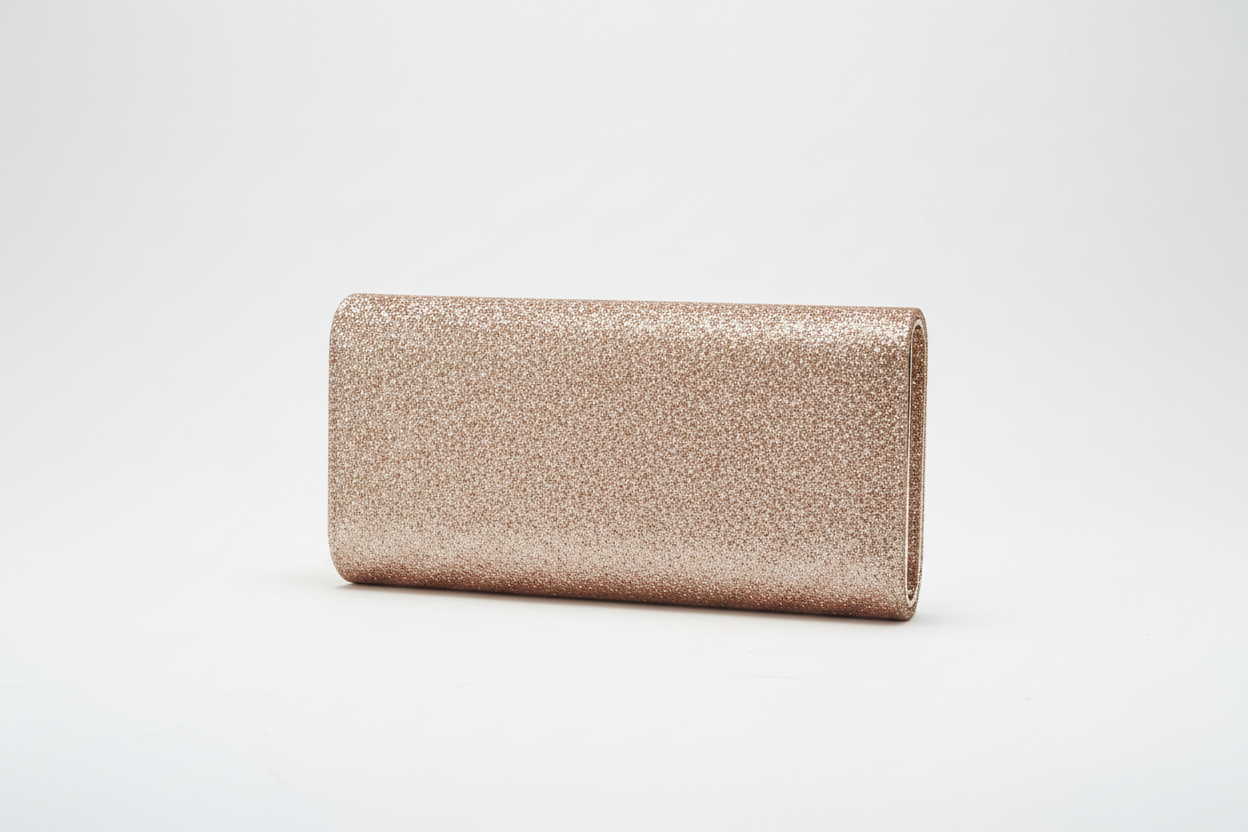 Rose Gold Glitter Clutch Back