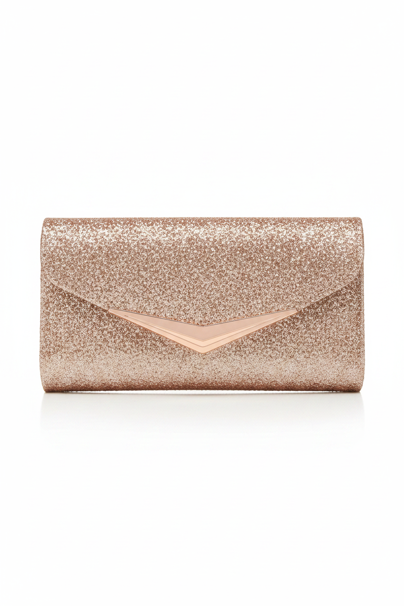 Rose Gold Glitter Clutch Front